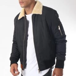 Budget 💯 Bomber Col Mouton Versmold Noir de Bombers Original ✔️