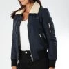 Grosses soldes 🎁 Bomber Femme Col Mouton Barcelone Bleu Marine de Bombers Original 👍