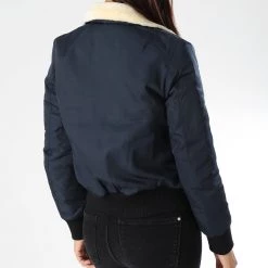 Grosses soldes 🎁 Bomber Femme Col Mouton Barcelone Bleu Marine de Bombers Original 👍 -Tenue De Sport Soldes bombers original 151995 BARCELONE WOMEN NAVY 20180831T155851 05