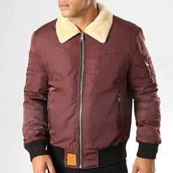 Bon marché 👏 Bomber Col Mouton Bordeaux de Bombers Original 🥰