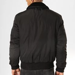 Meilleure vente 🎉 Bomber Col Mouton Curtiss Noir de Bombers Original 🎁 -Tenue De Sport Soldes bombers original 195505 CURTISS MEN BLACK 20190829T135331 05