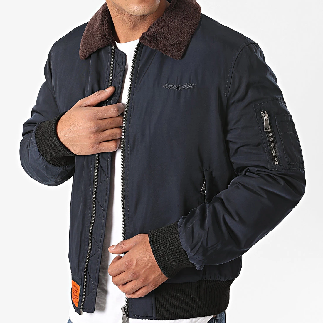 Meilleure vente 🤩 Bomber Col Fourrure Curtiss Bleu Marine Marron de Bombers Original ✔️ 4 Meilleure vente 🤩 Bomber Col Fourrure Curtiss Bleu Marine Marron de Bombers Original ✔️ – Image 4