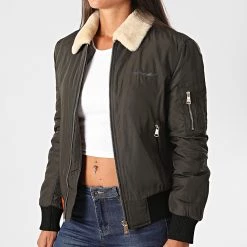 Meilleure affaire 😉 Bomber Femme Col Mouton Barcelone Vert Kaki de Bombers Original 💯 -Tenue De Sport Soldes bombers original 227244 BARCELONE WOMEN D KAKI 20200806T115305 03