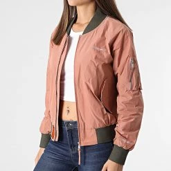 Nouveau 😀 Veste Bomber Femme MA3 Ocre Rouge de Bombers Original 🎁 -Tenue De Sport Soldes bombers original 256407 MA3 WOMEN PINK 20210426T143349 03
