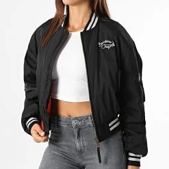 Le moins cher 😀 Bomber Femme Crop Gambling Noir de Bombers Original ❤️