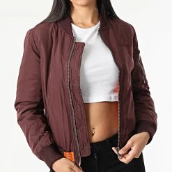 Meilleure vente 💯 Veste Bomber Femme Original Bordeaux de Bombers Original ⌛