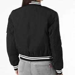 Nouveau ❤️ Veste Bomber Femme Snapper Noir de Bombers Original ❤️ -Tenue De Sport Soldes bombers original 327267 SNAPPER WOMEN BLACK 20220719T142510 04