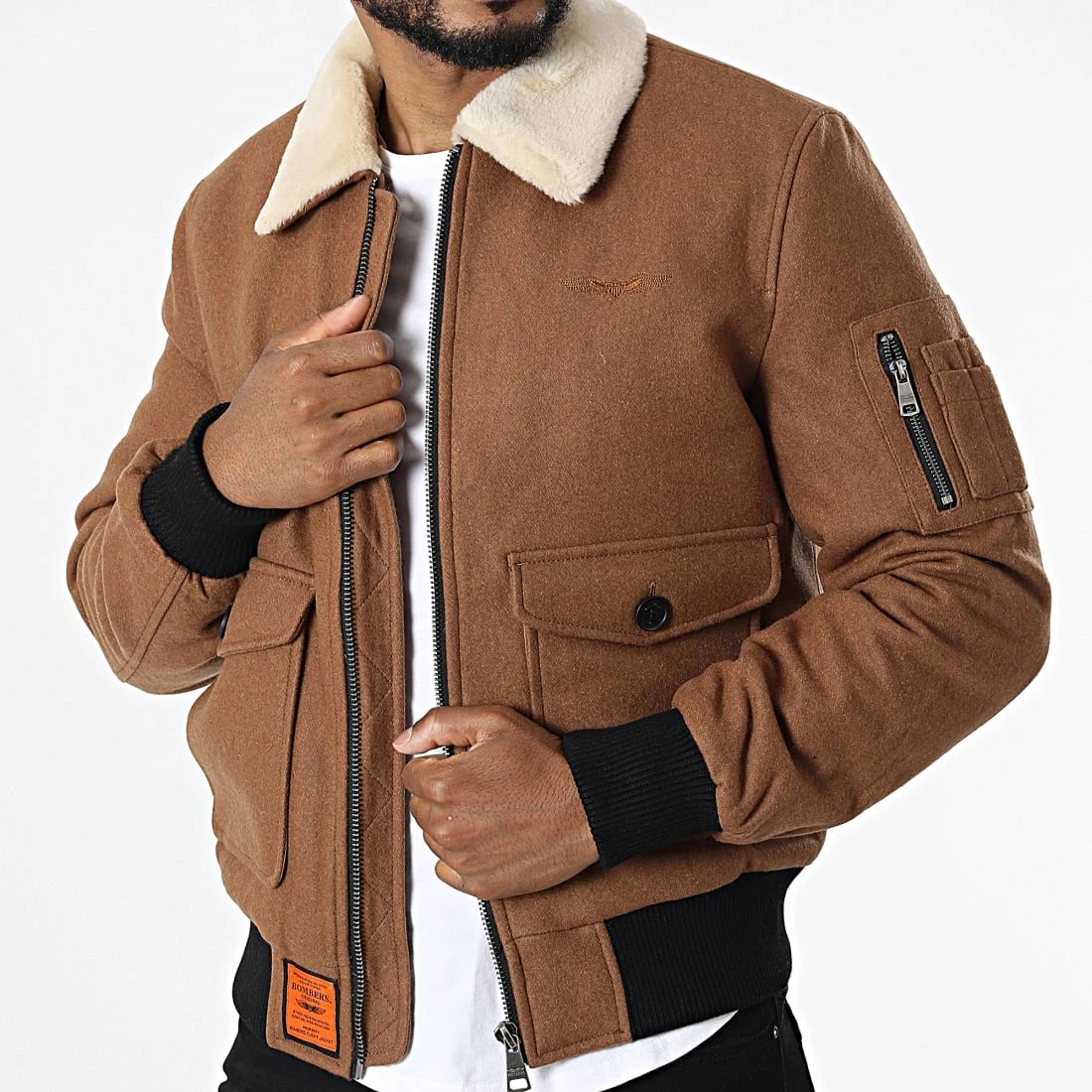 Acheter 👍 Bomber Col Mouton Aviator Camel de Bombers Original ✨ 1 Acheter 👍 Bomber Col Mouton Aviator Camel de Bombers Original ✨