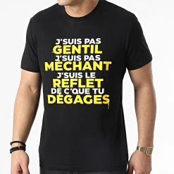 Grosses soldes 🤩 Tee 👕 Shirt Gentil Méchant Noir Jaune de Y et W 🌟