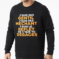 Le moins cher 🥰 Sweat Crewneck Gentil Méchant Noir Orange de Y et W 🤩
