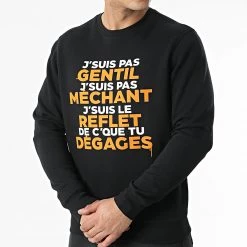 Le moins cher 🥰 Sweat Crewneck Gentil Méchant Noir Orange de Y et W 🤩 -Tenue De Sport Soldes guizmo 309323 GUIZMO SWCR GENTILMECHANT NOIORA 20220318T160643 03