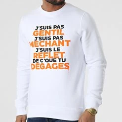 Tout neuf ⭐ Sweat Crewneck Gentil Méchant Blanc Orange de Y et W 👏