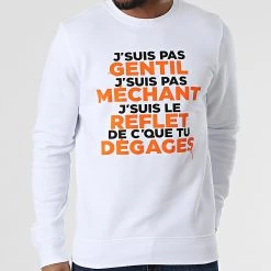 Tout neuf ⭐ Sweat Crewneck Gentil Méchant Blanc Orange de Y et W 👏 -Tenue De Sport Soldes guizmo 309324 GUIZMO SWCR GENTILMECHANT BLCORA 20220317T152907 03