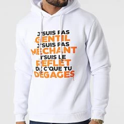 Sortie 🛒 Sweat Capuche Gentil Méchant Blanc Orange de Y et W 🤩