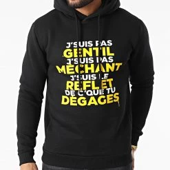 Meilleure vente 😍 Sweat Capuche Gentil Méchant Noir Jaune de Y et W 👏 -Tenue De Sport Soldes guizmo 316440 GUIZMO SWCP GENTILMECHANT NOIJAU 20220421T142241 03