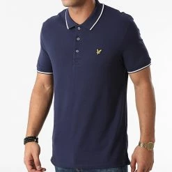 Nouveau 👏 Polo Manches Courtes SP1524VOG Bleu Marine de Lyle And Scott 💯