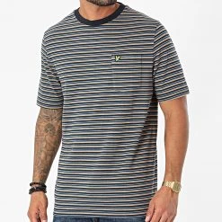 De gros ✔️ Tee 👚 Shirt Poche A Rayures TS1512V Bleu Marine Bleu Clair Beige de Lyle And Scott ❤️