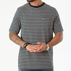 De gros ✔️ Tee 👚 Shirt Poche A Rayures TS1512V Bleu Marine Bleu Clair Beige de Lyle And Scott ❤️ -Tenue De Sport Soldes lyle and scott 287985 TS1512V DARK NAVY 20211013T163301 03
