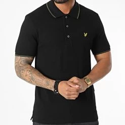 Remise 😀 Polo Manches Courtes SP1524VOG Noir de Lyle And Scott 👍 -Tenue De Sport Soldes lyle and scott 327834 SP1524VOG JET BLACK OLIVE 20220713T152354 03