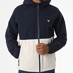 Meilleure vente ❤️ Veste Zippée Capuche Energy JK1674SP Beige Bleu Marine de Lyle And Scott 🥰