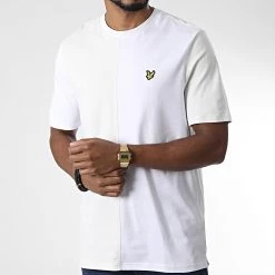 Meilleur prix 👍 Tee 👚 Shirt Wide Tonal Stripe Blanc de Lyle And Scott 😀 -Tenue De Sport Soldes lyle and scott 339047 TS1709V WHITE 20221021T151734 03