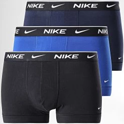 Nouveau 😉 Lot De 3 Boxers Everyday Cotton Stretch KE1008 Noir Bleu Marine Bleu Indigo de Nike 👍