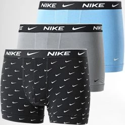 Nouveau ⌛ Lot De 3 Boxers Everyday Cotton Stretch KE1008 Noir Gris Bleu de Nike 😍