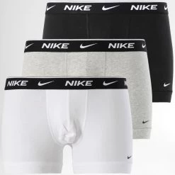 Grosses soldes 🌟 Lot De 3 Boxers Everyday Cotton Stretch KE1008 Noir Gris Chiné Blanc de Nike 👍