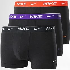 Coupon ⌛ Lot De 3 Boxers Every Cotton Stretch KE1008 Noir Violet Rouge de Nike ✔️