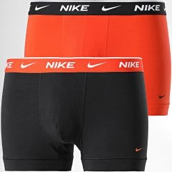 Promo 🛒 Lot De 2 Boxers Everyday Cotton Stretch KE1085 Orange Noir de Nike 🤩