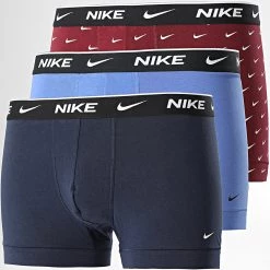 Meilleure vente 🔥 Lot De 3 Boxers Every Cotton Stretch KE1008 Bleu Marine Bordeaux de Nike 🧨