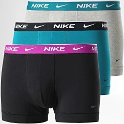 Tout neuf ❤️ Lot De 3 Boxers Every Cotton Stretch KE1008 Noir Turquoise Gris Chiné de Nike 🤩
