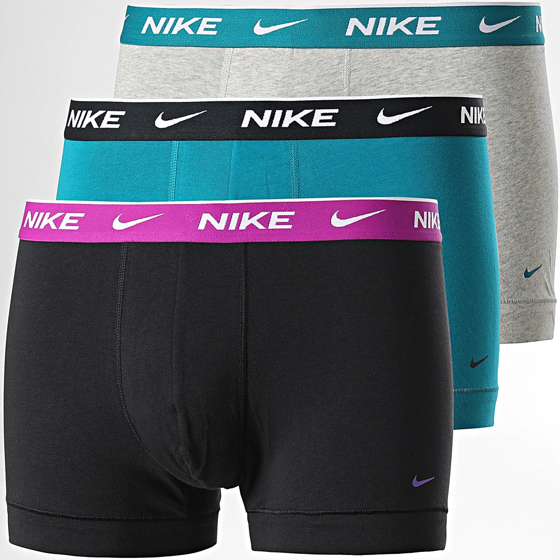 Tout neuf ❤️ Lot De 3 Boxers Every Cotton Stretch KE1008 Noir Turquoise Gris Chiné de Nike 🤩 1 Tout neuf ❤️ Lot De 3 Boxers Every Cotton Stretch KE1008 Noir Turquoise Gris Chiné de Nike 🤩