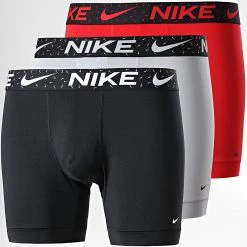 Le moins cher ❤️ Lot De 3 Boxers KE1157 Noir Gris Rouge de Nike 👍