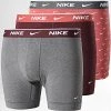 Meilleure affaire 🌟 Lot De 3 Boxers KE1007 Bordeaux Rouge Brique Gris Chiné de Nike 👏