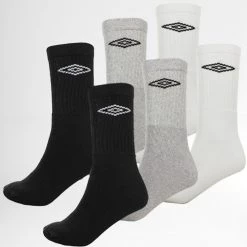 Meilleur prix 😉 Lot de 6 Paires de Chaussettes De Sport 527450 Noir Blanc Gris de Umbro 🛒