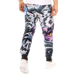 Bon marché 👍 Pantalon Jogging Reversible Dragon Noir Bleu Marine de Y et W ⌛ -Tenue De Sport Soldes y et w 104903 bas dragon black 20180828T151122 05