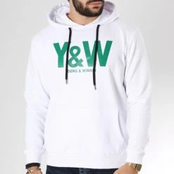 Meilleure vente 🔔 Sweat Capuche Logo Blanc Vert de Y et W 🤩
