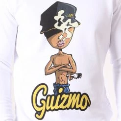 Remise 💯 Sweat Crewneck Guizmo Script Blanc de Y et W ✨ -Tenue De Sport Soldes y et w 15490 guizmo swcr script blc 20180712T082201 033