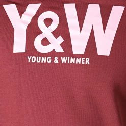 Vente flash 🛒 Sweat Capuche Logo Bordeaux Rose de Y et W 🌟 -Tenue De Sport Soldes y et w 185010 YW SWC LOGO BDXROS 20190604T115158 03