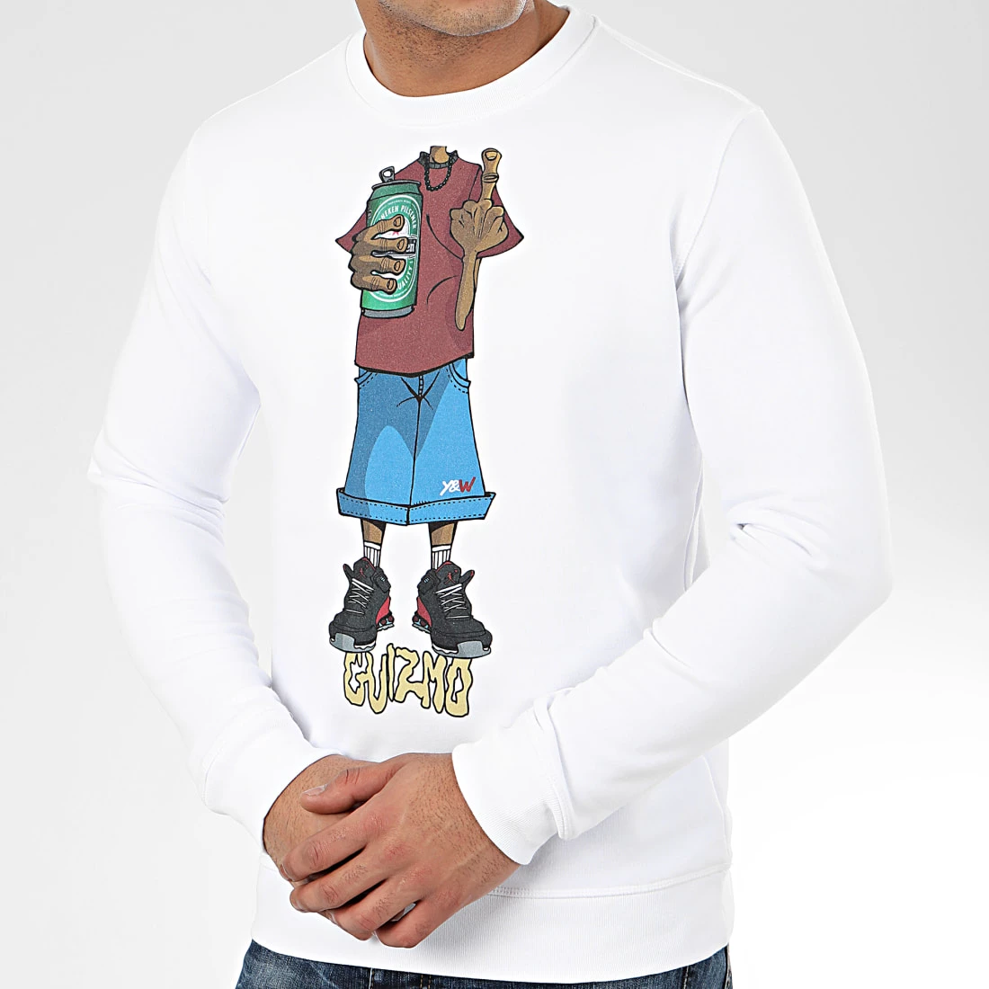 Top 10 😍 Sweat Crewneck Character Blanc Bordeaux de Y et W ⌛ 3 Top 10 😍 Sweat Crewneck Character Blanc Bordeaux de Y et W ⌛ – Image 3