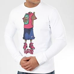 Vente flash 🔥 Sweat Crewneck Character Blanc Rouge de Y et W 😍 -Tenue De Sport Soldes y et w 207236 GUIZMO SWCR CHARACTER BLCROU 20191220T110147 03