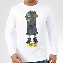 Tout neuf ⌛ Sweat Crewneck Character Blanc Gris de Y et W ✔️ -Tenue De Sport Soldes y et w 207237 GUIZMO SWCR CHARACTER BLCGRI 20191220T110109 03