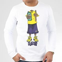 Meilleure vente 💯 Sweat Crewneck Character Blanc Jaune de Y et W 🌟 -Tenue De Sport Soldes y et w 207238 GUIZMO SWCR CHARACTER BLCJAU 20191220T121314 03