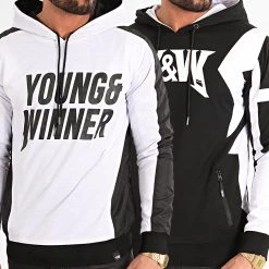 Sortie 🤩 Sweat Capuche Réversible Motor Noir Blanc de Y et W ✔️
