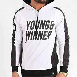 Sortie 🤩 Sweat Capuche Réversible Motor Noir Blanc de Y et W ✔️ -Tenue De Sport Soldes y et w 214902 SWEATS MOTOR BLK WHT 20200227T155254 05