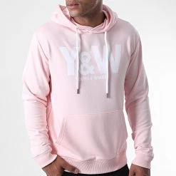 Vente flash 🔔 Sweat Capuche Logo Rose Blanc de Y et W ✨ -Tenue De Sport Soldes y et w 226889 YW SWCP LOGO ROSEBLC 20200730T144139 04