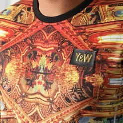 Offres 😍 Sweat Crewneck Réversible Barok Noir Orange Renaissance Doré de Y et W 🤩 -Tenue De Sport Soldes y et w 235961 SWEATER BAROK BLK GOLD 20201027T132252 03