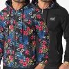 Tout neuf 🔔 Veste Zippée Capuche Réversible Flower Noir Rose Bleu Roi Floral de Y et W 🎁