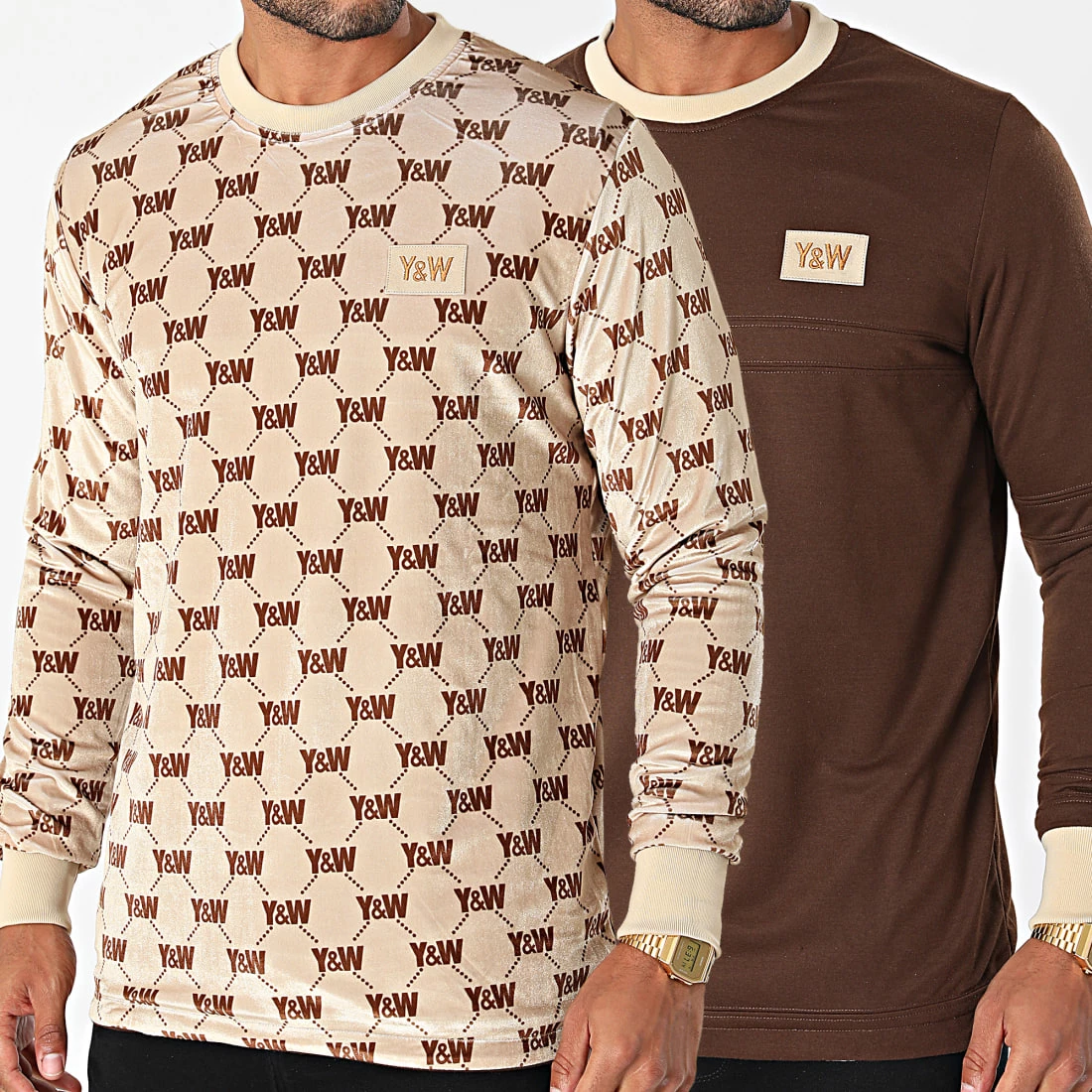 Sortie 🎁 Sweat Crewneck Réversible Marron Beige de Y et W 🔔 1 Sortie 🎁 Sweat Crewneck Réversible Marron Beige de Y et W 🔔